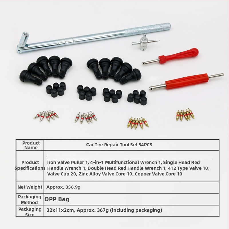 54 gabalu komplekts ventila kodola uzstādīšanai, uzstādīšanas rīki kodolam, auto remontam