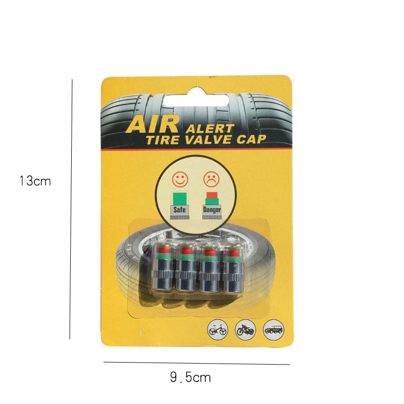 Gumiabroncsnyomás figyelmeztető sapka, 4 darabos készlet, univerzális autókhoz, 2.4 bar detektálás, műanyag + réz mag