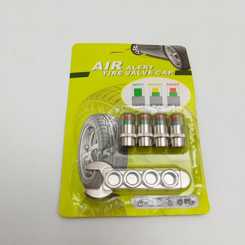 Gumiabroncsnyomás figyelmeztető sapka, 4 darabos készlet, univerzális autókhoz, 2.4 bar detektálás, műanyag + réz mag