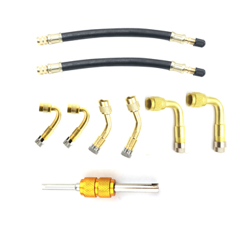 Varš materiāla automobiļu riepu ventiļu pagarinājuma stienis, skrūvējams savienojums, 9 gab. komplekts