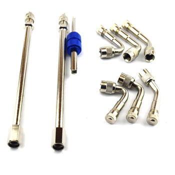 Varš materiāla automobiļu riepu ventiļu pagarinājuma stienis, skrūvējams savienojums, 9 gab. komplekts