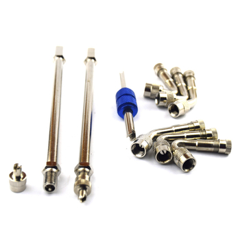 Varš materiāla automobiļu riepu ventiļu pagarinājuma stienis, skrūvējams savienojums, 9 gab. komplekts