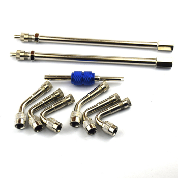 Varš materiāla automobiļu riepu ventiļu pagarinājuma stienis, skrūvējams savienojums, 9 gab. komplekts