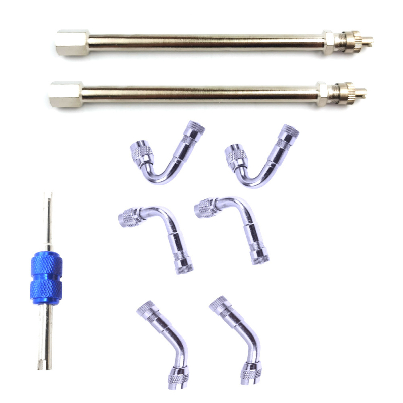 Varš materiāla automobiļu riepu ventiļu pagarinājuma stienis, skrūvējams savienojums, 9 gab. komplekts