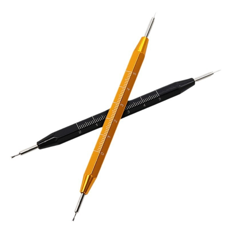 Pulksteņa siksnas instruments ar alumīnija sakausējuma rokturi un skalām, dubultās galvas skrūvgriezis, maināmi biti siksnas nomaiņai un montāžai — Record Work