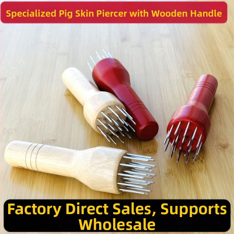 Mėsos minkštinimo įrankis iš nerūdijančio plieno adatų su kieta medine rankena – 13/17/21 adatų variantai