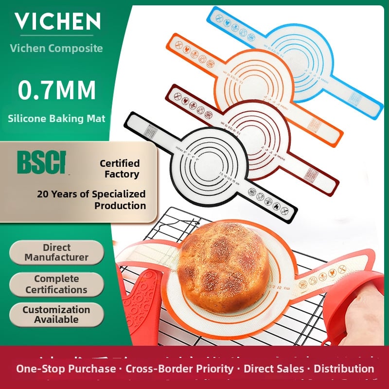 Covoraș din silicon pentru frământat aluatul cu mâner lung — covoraș de copt, personalizabil cu logo