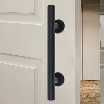 Χειρολαβή πόρτας για συρόμενες πόρτες σε στυλ μπαρν με κυκλική σωλήνα – AS-045, Eisen hardware, χάλυβας, ηλεκτροστατική επίστρωση, μοντέρνο μινιμαλιστικό στυλ