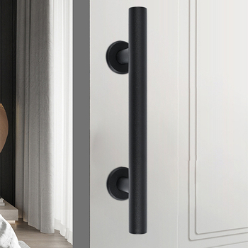 Χειρολαβή πόρτας για συρόμενες πόρτες σε στυλ μπαρν με κυκλική σωλήνα – AS-045, Eisen hardware, χάλυβας, ηλεκτροστατική επίστρωση, μοντέρνο μινιμαλιστικό στυλ