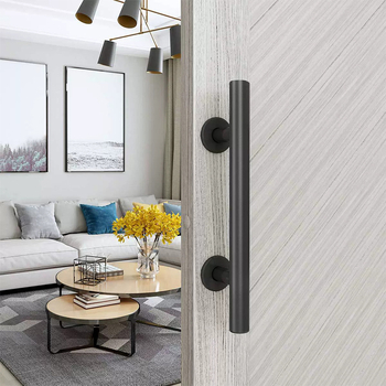 Χειρολαβή πόρτας για συρόμενες πόρτες σε στυλ μπαρν με κυκλική σωλήνα – AS-045, Eisen hardware, χάλυβας, ηλεκτροστατική επίστρωση, μοντέρνο μινιμαλιστικό στυλ