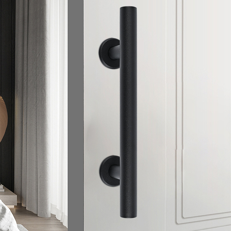 Χειρολαβή πόρτας για συρόμενες πόρτες σε στυλ μπαρν με κυκλική σωλήνα – AS-045, Eisen hardware, χάλυβας, ηλεκτροστατική επίστρωση, μοντέρνο μινιμαλιστικό στυλ