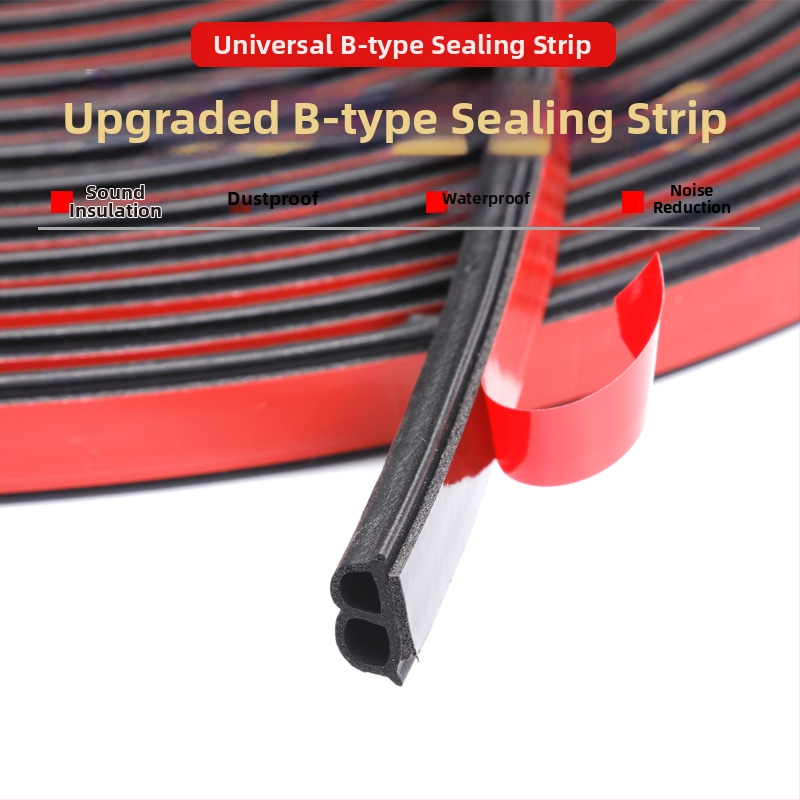 Automobiļu B-tipa skaņas izolācijas blīve priekšējām un aizmugurējām durvīm – putekļu un ūdens izturīga gumijas blīve, trokšņa samazināšana; izturība pret novecošanu, UV, ozonu un skābes/alkaliju iedarbību.