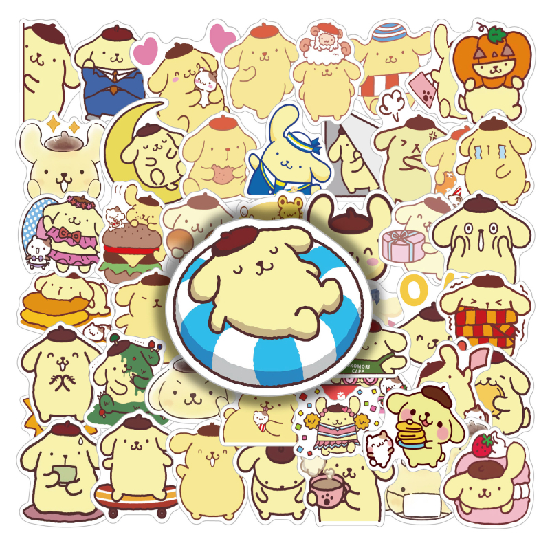 Set autocolante — 50 de bucăți, Pudding Dog, stil cartoon graffiti, impermeabile, pentru laptopuri, chitare și bagaje