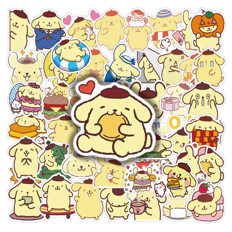 Set autocolante — 50 de bucăți, Pudding Dog, stil cartoon graffiti, impermeabile, pentru laptopuri, chitare și bagaje