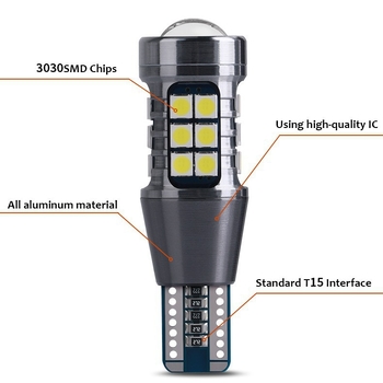LED задно светло с CANBUS декодиране, обратно светло, T15, 8W, 12–24V, 800 lm, 50 000 ч.