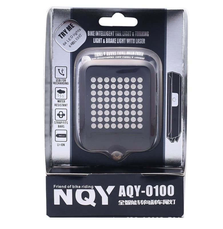 Lumină pentru bicicletă cu încărcare USB, lumină inteligentă pentru direcție și frână, baterie 1200mAh, AQY/Ann Rider