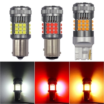LED автомобилен завиващ сигнал с антифликър декодер, T20 1156/1157, 3030 SMD, 12V, 25W, 6500K