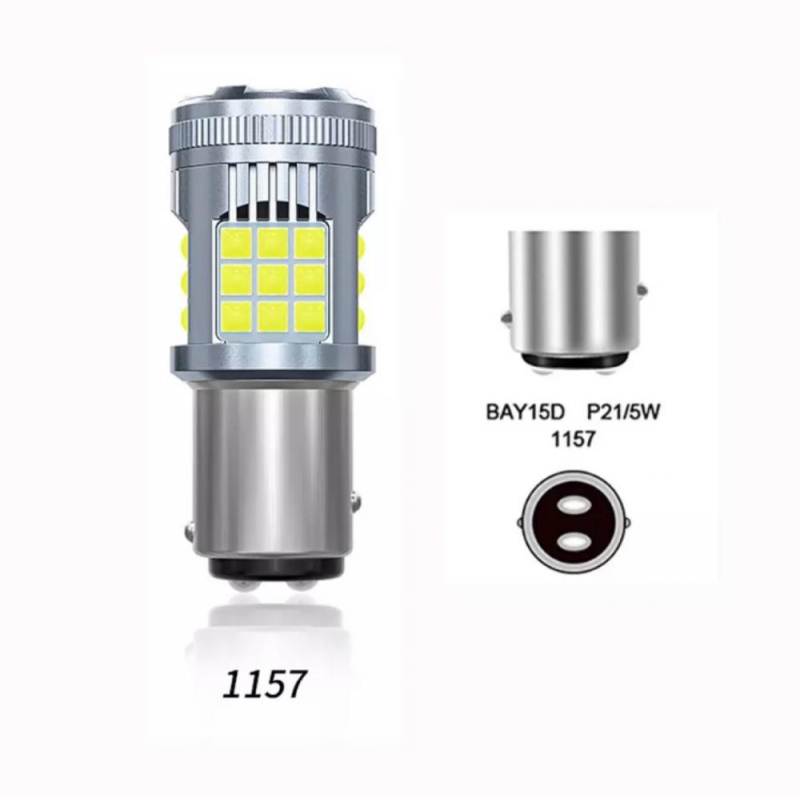 LED автомобилен завиващ сигнал с антифликър декодер, T20 1156/1157, 3030 SMD, 12V, 25W, 6500K