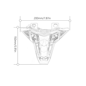 LED stražnja svjetla N406 za Kawasaki Z400/Ninja400/ZX-10R/Z1000 s kratkim stražnjim krilom i nosačem registarske pločice; 12V, 0.6W vožnja, 2.5W kočenje, 10W pokazivač