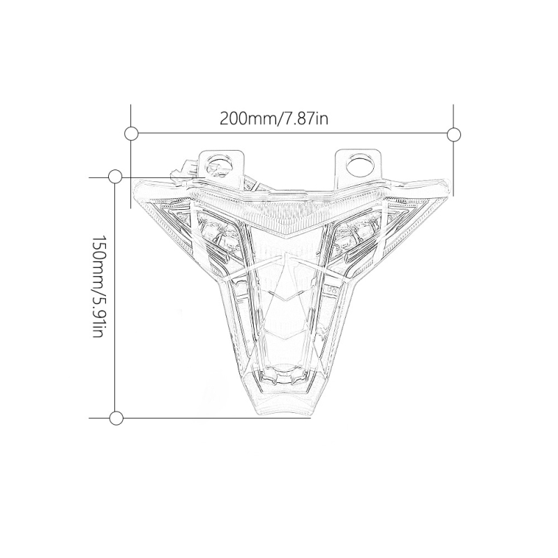 LED stražnja svjetla N406 za Kawasaki Z400/Ninja400/ZX-10R/Z1000 s kratkim stražnjim krilom i nosačem registarske pločice; 12V, 0.6W vožnja, 2.5W kočenje, 10W pokazivač