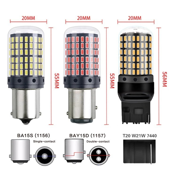 Lumină LED pentru semnalizare și frână auto, 3014 SMD, 12-24V, 6500-8000K, durată de viață 80.000h, compatibilă cu 1156/1157/7440/7443