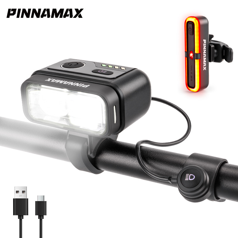 Set prednje biciklističke lampe i pametnog stražnjeg svjetla kočnice – aluminijska legura, vodootporno, USB punjenje