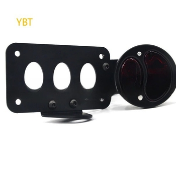 Lumină spate pentru motocicletă, stil retro, construcție din metal, 12V, 15W, model LLE-YBT-29, suport cu 3 găuri