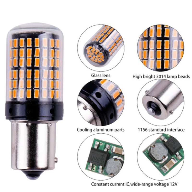 Auto LED svjetlo za brzu i pokazivač smjera, model 3014-144SMD neprekinuto dekodiranje [anti-strobe], 12V LED, vijek trajanja 50 000 h