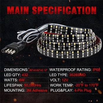 Cosway LED stražnje svjetlo za pickup, 12V, 2835 LED, 1200 lm, 7500K