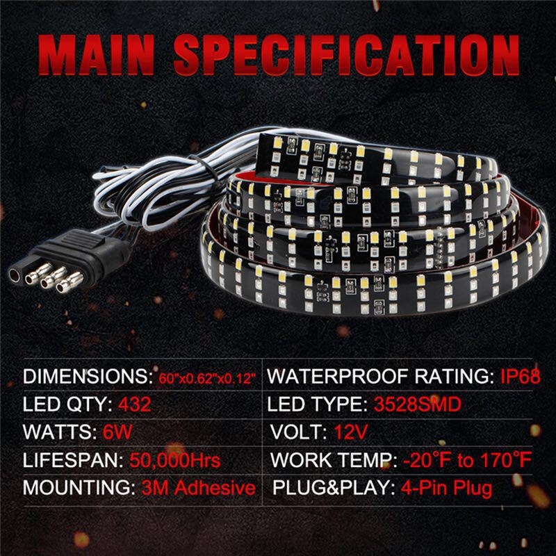 Cosway LED stražnje svjetlo za pickup, 12V, 2835 LED, 1200 lm, 7500K