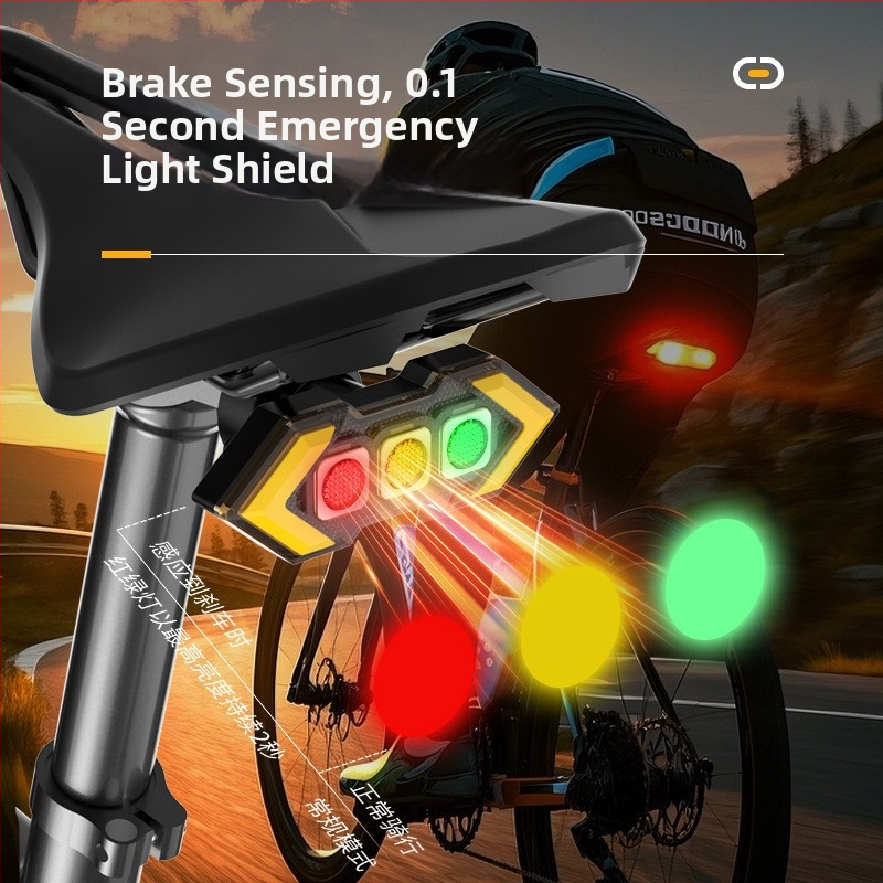 Lumina spate pentru bicicletă cu senzor de frână, telecomandă fără fir, reîncărcabilă, lumină de avertizare