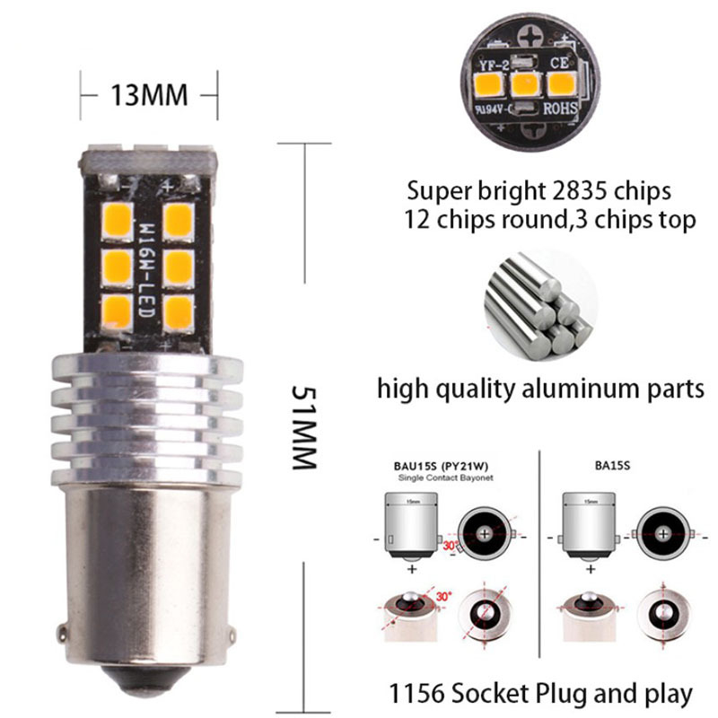 Autó LED hátrameneti lámpa - 12V, 2835 SMD, alumínium ház, univerzális kompatibilitás, modellek 1156/1157/T20