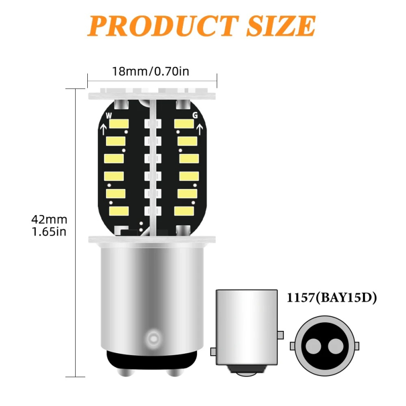 Lampa de frână LED pentru motocicletă 1157, LED 3014, 5W, 12V, 720lm