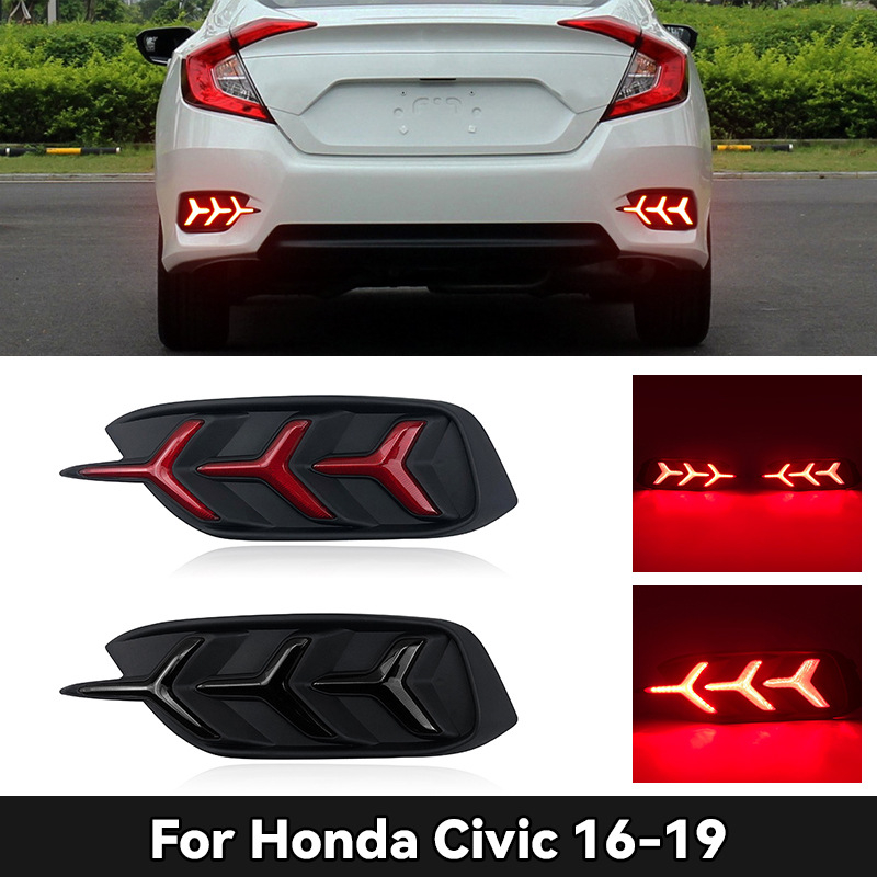 LED stražnja svjetla s oblikom riblje kosti za Honda Civic X (2016-2021), modifikacija stražnjeg branika, COB LED, ABS kućište, 12V