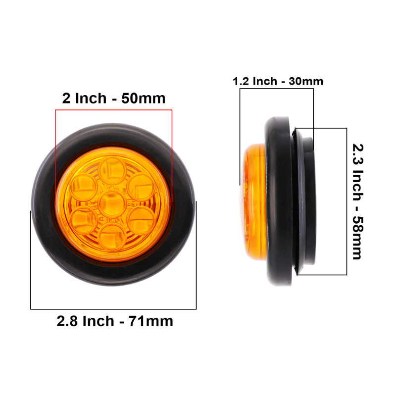Bočno svjetlo kamiona s lećom i gumenim prstenom – 24V, 7-LED, 2835 SMD, 6000K
