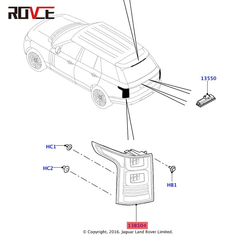 Komplet zadnjih svjetala za Range Rover Vogue Executive (2013-2017), LED stop svjetlo, 12V, 12W, vijek trajanja 200000h, prilagođena obrada