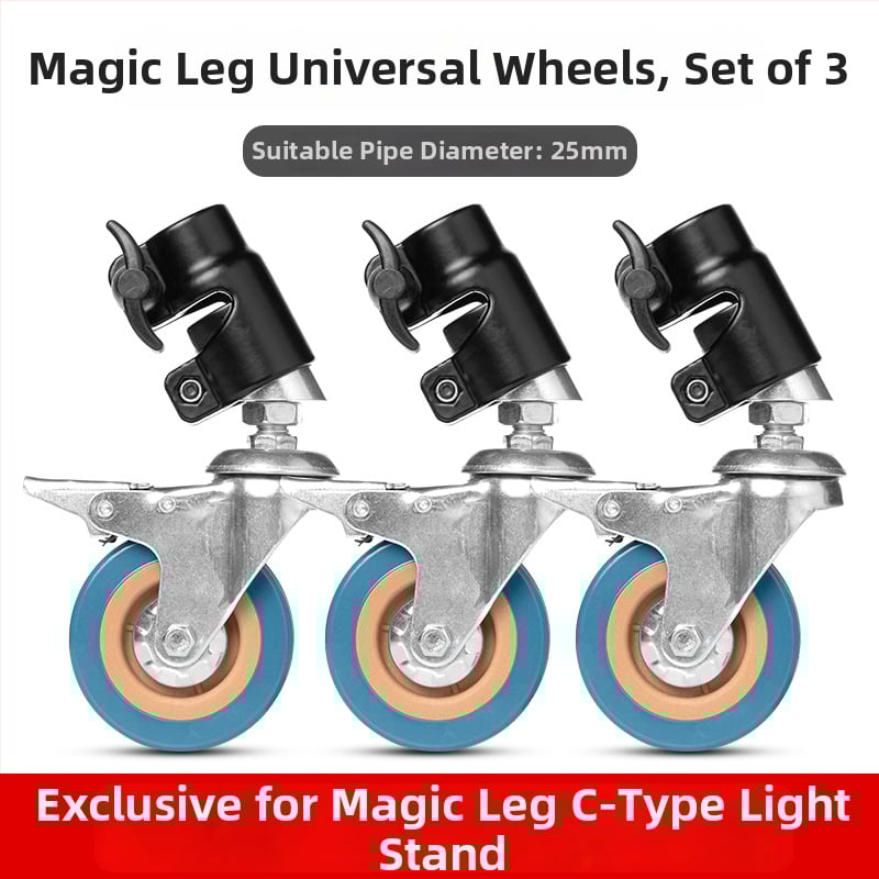 Lámpatartó kerék C-kerettel a mágikus láb állványhoz, fém (Modell: 25 mm, Anyag: Fém, Alkalmazás: mágikus láb lámpastand, Súly: 1,51 kg)