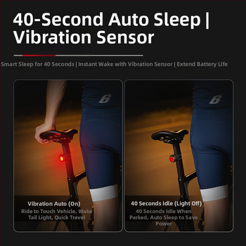 NQY139 Išmanus galinis žibintas dvirčiui ir kalnų dvirčiams su indukcinio kelio įspėjimu - Cyclami