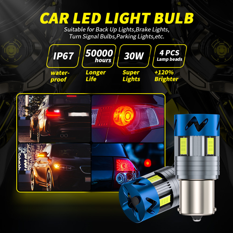 CANbus dekodirano automobilsko LED svjetlo za skretanje i vožnju unatrag, 1156/1157, 4-LED traka s ventilatorom, visoka svjetlost, T20 kočnica svjetlo