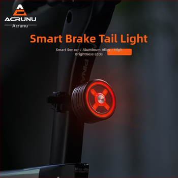 ACRUNU Dviračio galinis žibintas iš aliuminio lydinio su išmaniu stabdžio jutikliu — kalnų ir kelių dviračiams, naktiniam važiavimui, 45 g, 12–60 val.
