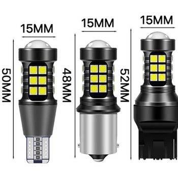Autó LED féklámpa T15 3030, 27SMD, dekódolás, Canbus kompatibilis, 12V, 5W, univerzális