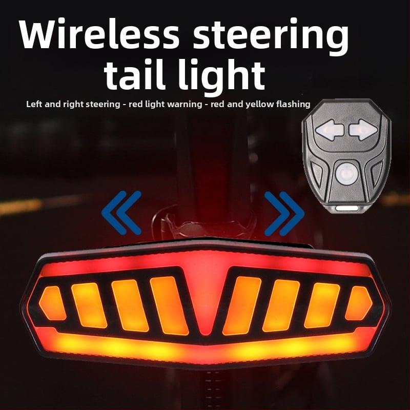Dviračio nuotolinio valdymo galinis žibintas su ryškiu LED, stabdymo/posūkio signalas, USB-C įkrovimas, 600–900 mAh baterija