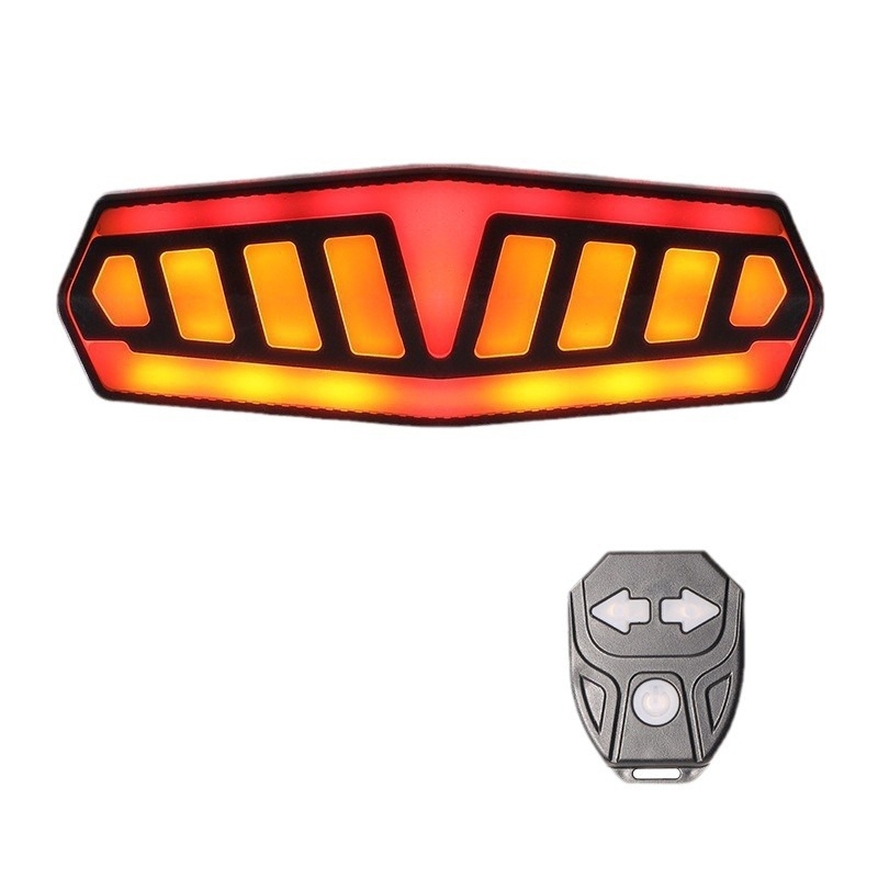 Dviračio nuotolinio valdymo galinis žibintas su ryškiu LED, stabdymo/posūkio signalas, USB-C įkrovimas, 600–900 mAh baterija