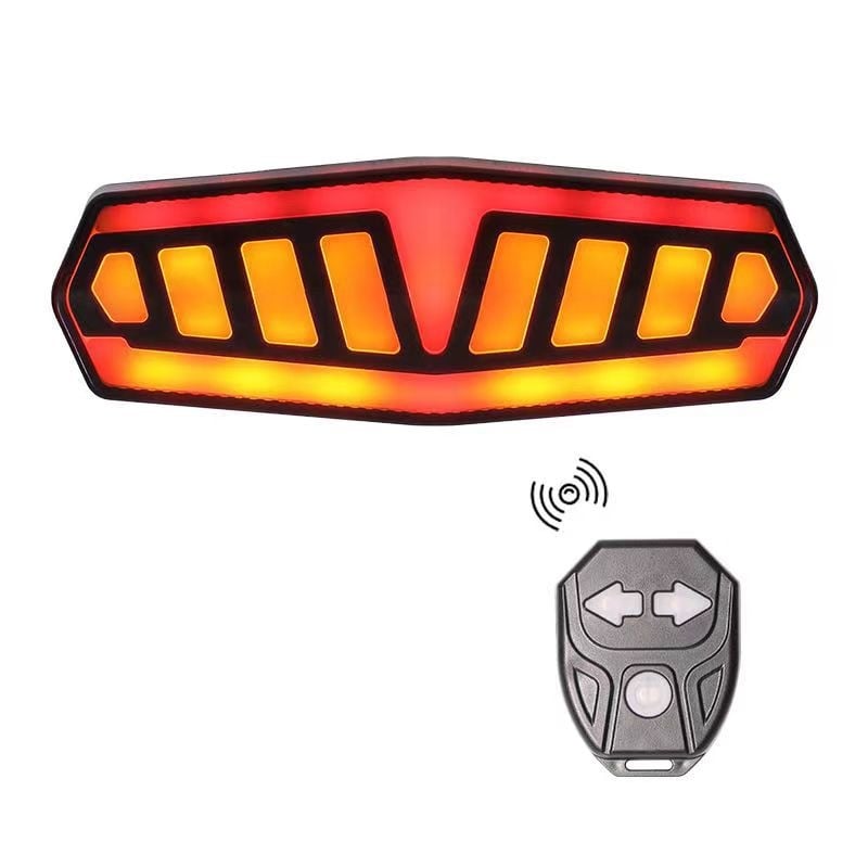 Dviračio nuotolinio valdymo galinis žibintas su ryškiu LED, stabdymo/posūkio signalas, USB-C įkrovimas, 600–900 mAh baterija