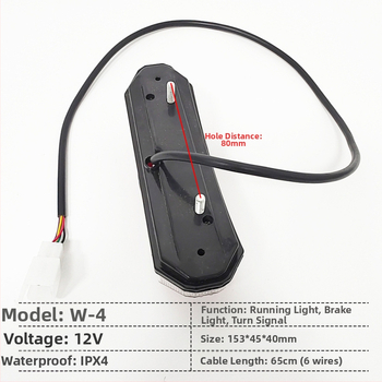 W-4 elektromos autóhoz tartozó hátsó lámpa – 12V LED hátsó lámpa féklámpával, indexeléssel és futófénnyel, Songjie