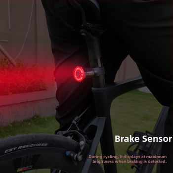 Dviračio galinė žibintas su išmaniuoju jutikliu stabdymui, USB įkrovimu, atsparus vandeniui, PC korpusas, tinkamas kelių ir kalnų dviračiams