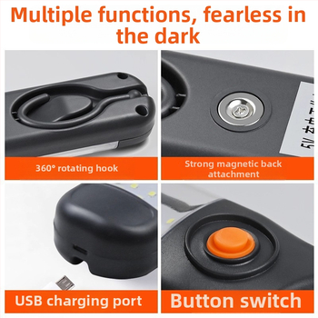 LED lauko įkraunama darbo šviesa, 1800 mAh baterija, 300 mW galia, LED šaltinis, diapazonas iki 50 m