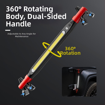 Lumină de lucru LED – Multifuncțională, magnetică pliabilă, USB reîncărcabilă, Lanternă portabilă pentru exterior; 20W, 2000mAh, ABS