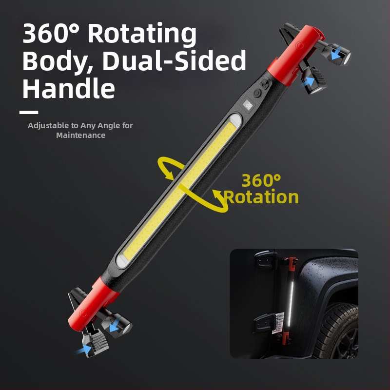 Lumină de lucru LED – Multifuncțională, magnetică pliabilă, USB reîncărcabilă, Lanternă portabilă pentru exterior; 20W, 2000mAh, ABS