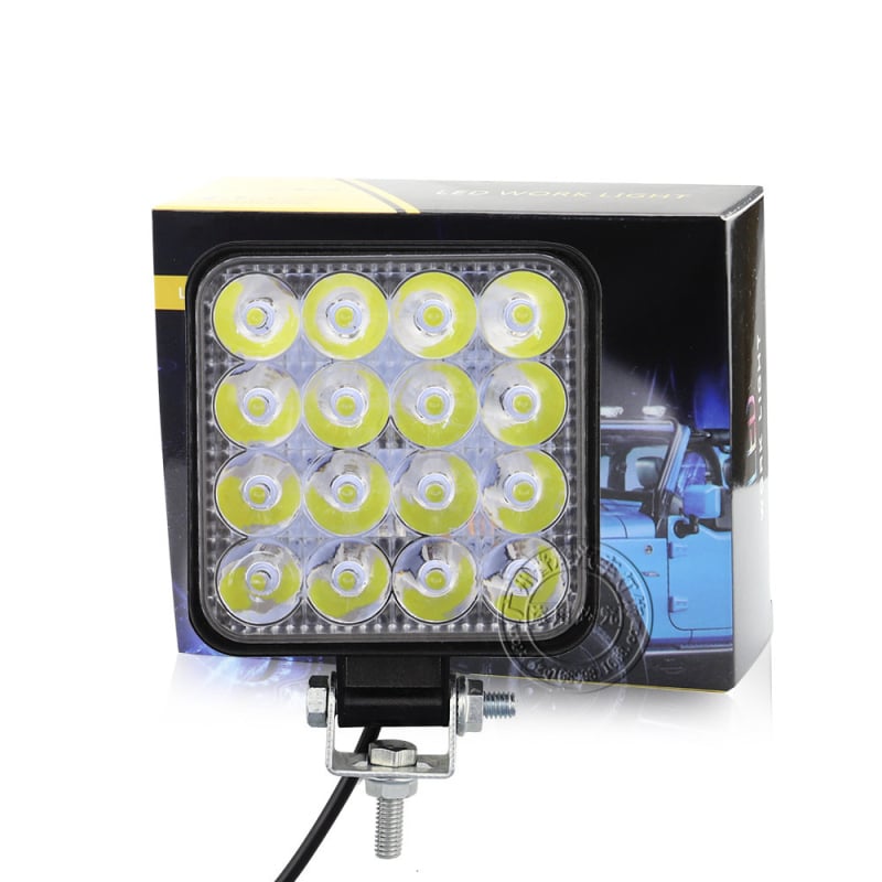 Automobilska LED radna svjetiljka, 48W, kvadratna, 16 LED, aluminijsko kućište, 12-24V, za off-road i kamione